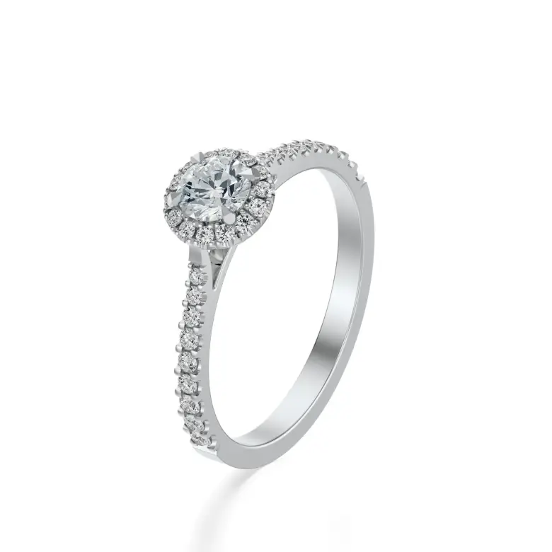 Pierścionek białe złoto z diamentami